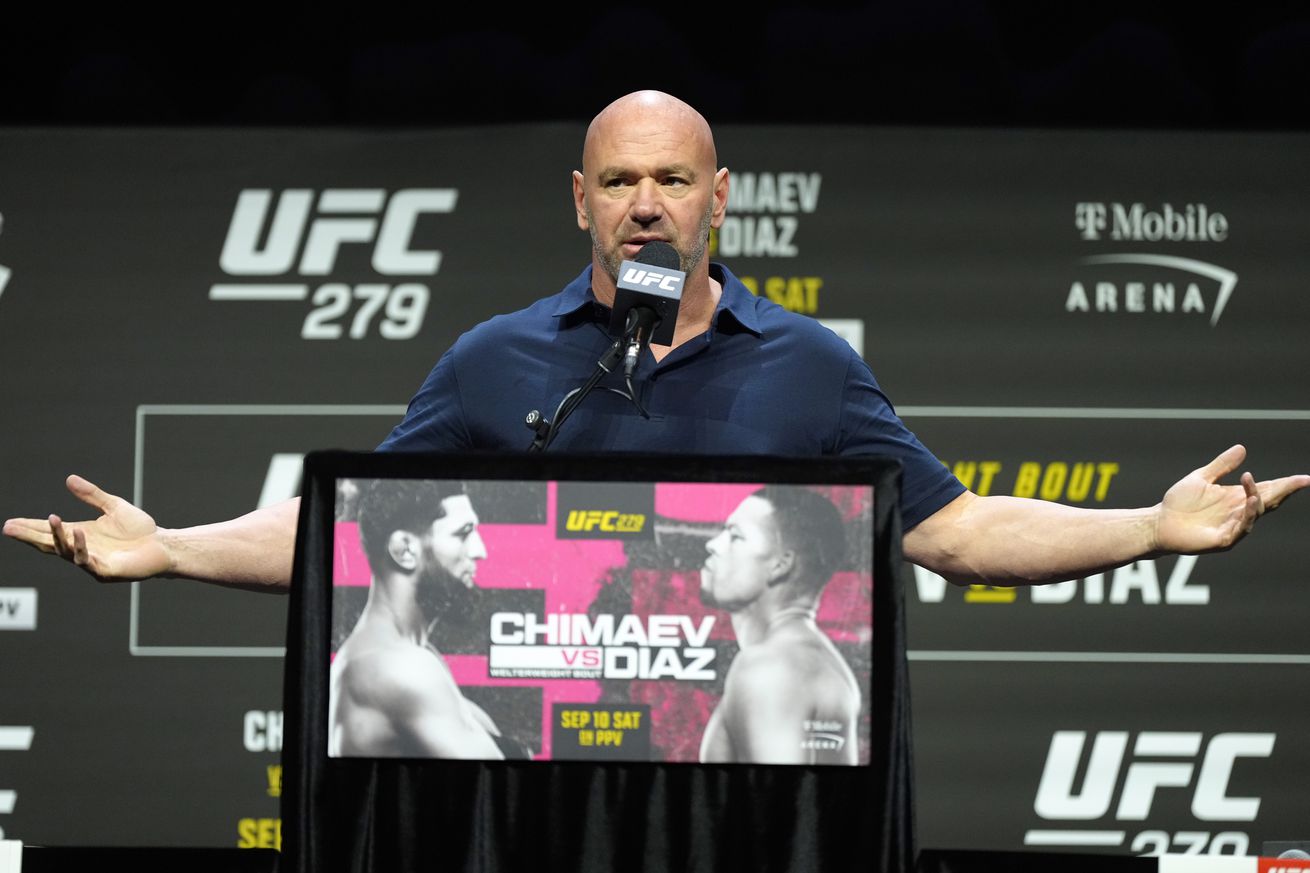 Dana White during the canceled UFC 279 pre-fight presser on Thursday. 