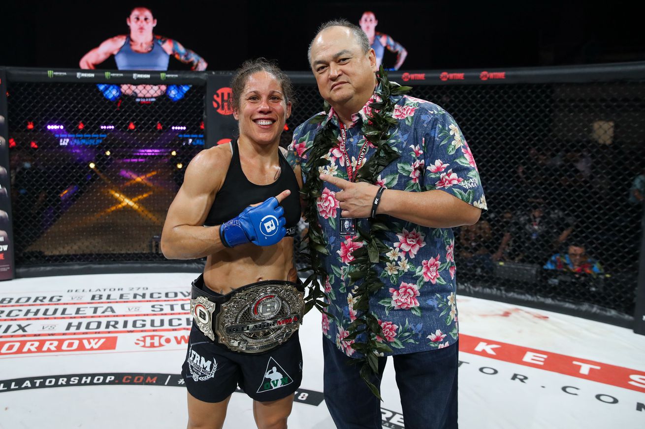 Liz Carmouche after her win over Juliana Velasquez at Bellator 278. 