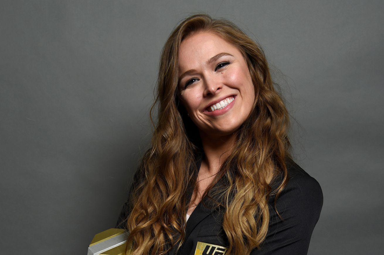 Ronda Rousey poses for a portrait after her UFC Hall of Fame induction in 2018.
