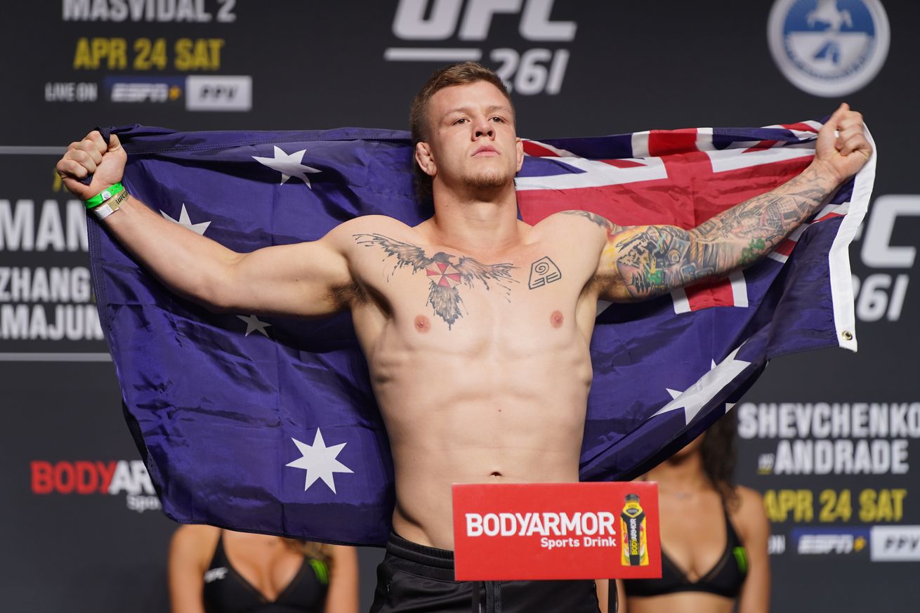 Jimmy Crute at ceremonial weigh-ins for UFC 261. 