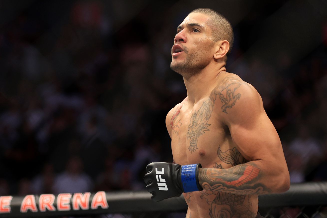 Alex Pereira in the Octagon following his KO victory over Sean Strickland.
