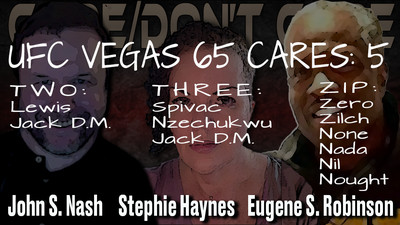 UFC Vegas 65, UFC Fight Night, Derrick Lewis vs Sergey Spivac, Care Tally, John Nash, Stephie Haynes, Eugene S Robinson, Care/Don’t Care Podcast, 
