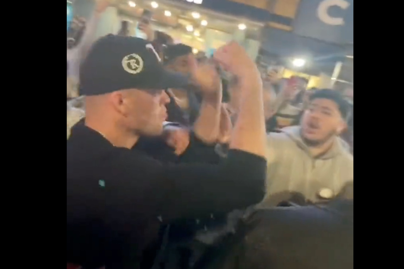 Former UFC superstar Nate Diaz gets separated from Dillon Danis during a scuffle after UFC 281. 
