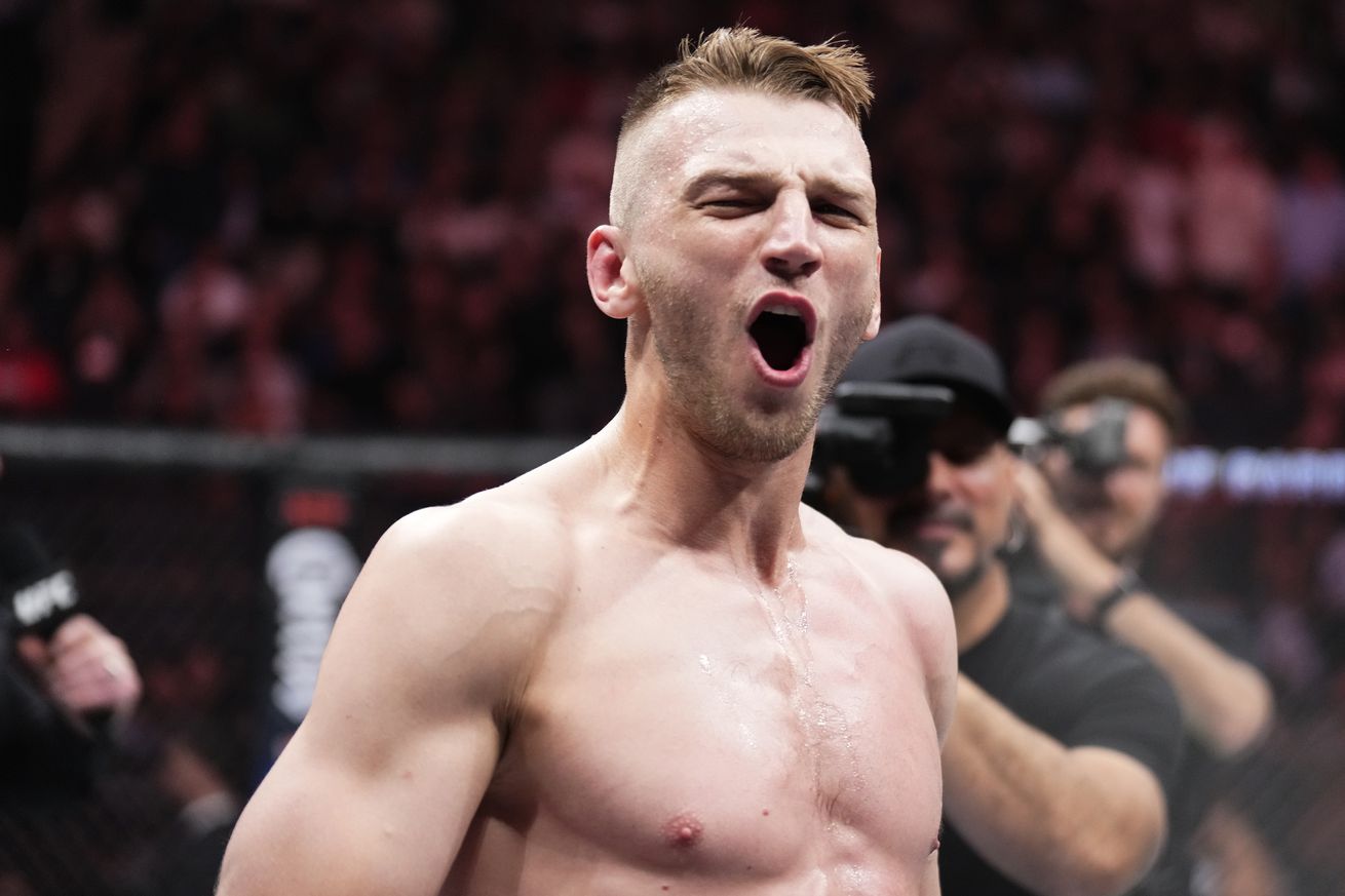 Dan Hooker celebrates after his victory over Claudio Puelles at UFC 281 back in November.