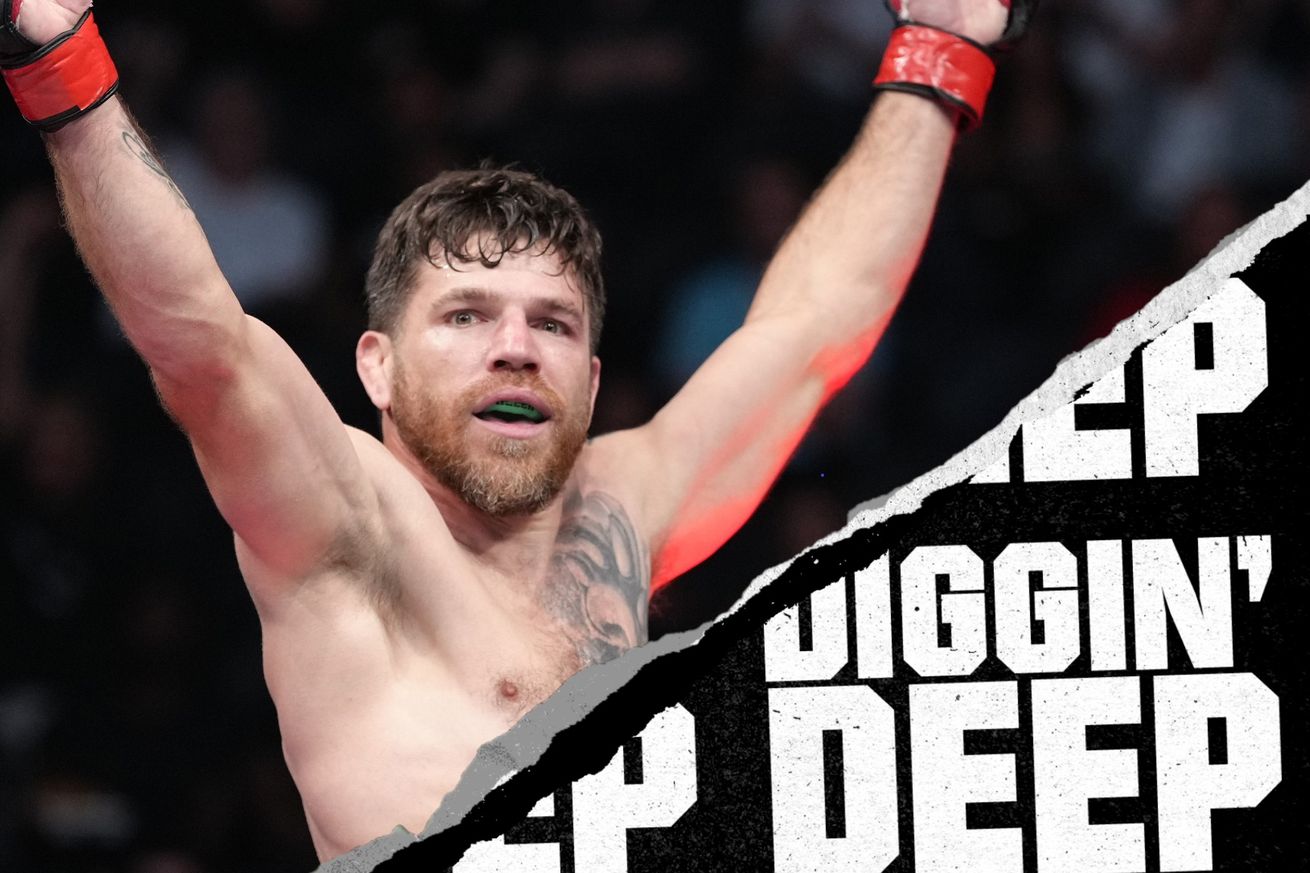Jim Miller celebrating his win over Donald Cerrone at UFC 276.