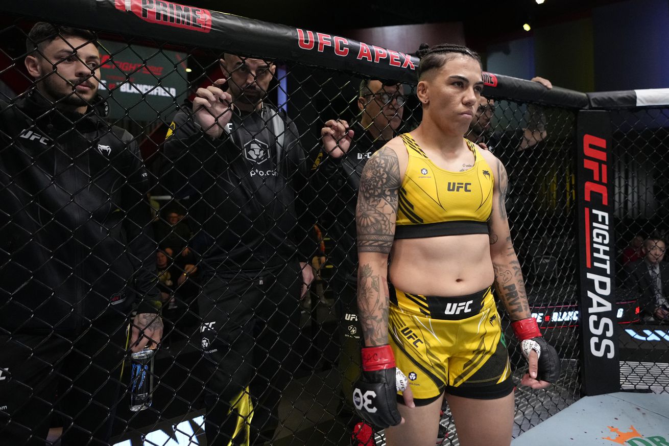 Jessica Andrade awaits the start of her fight against Erin Blanchfield at UFC Vegas 69.