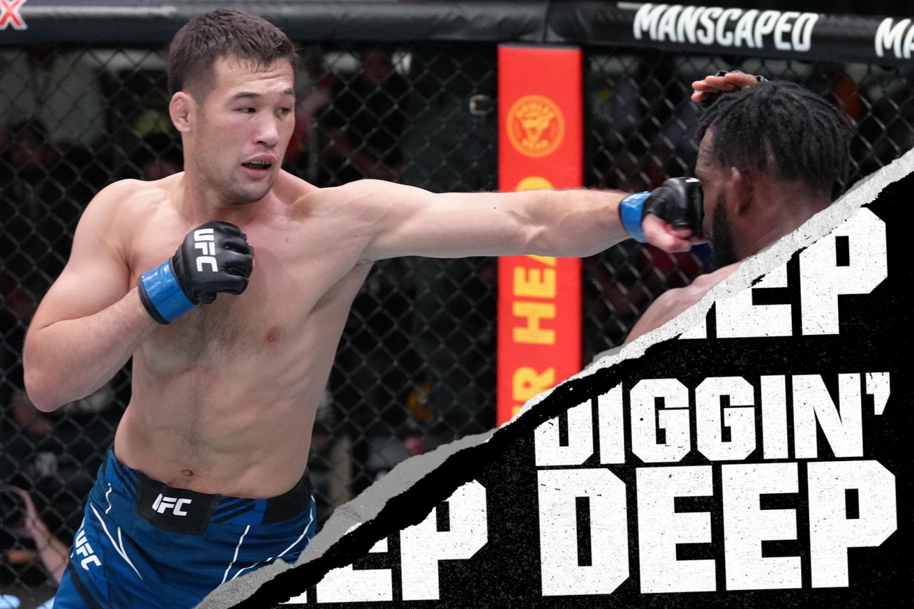 Shavkat Rakhmonov punching Neil Magny at UFC Vegas 57
