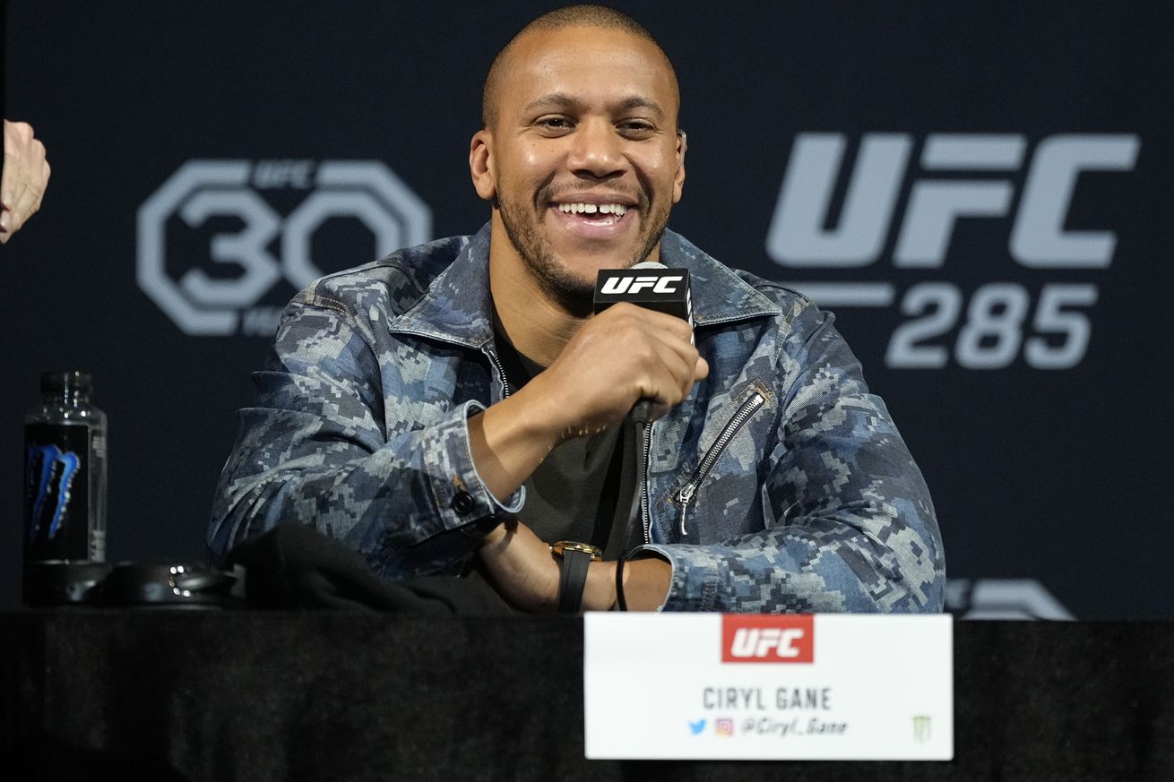 Ciryl Gane at the pre-fight press conference for UFC 285. 