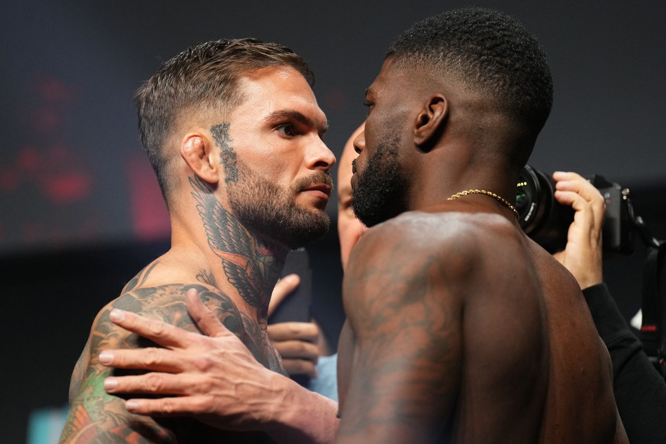 Cody Garbrandt and Trevin Jones at the UFC 285 Ceremonial Weigh-in