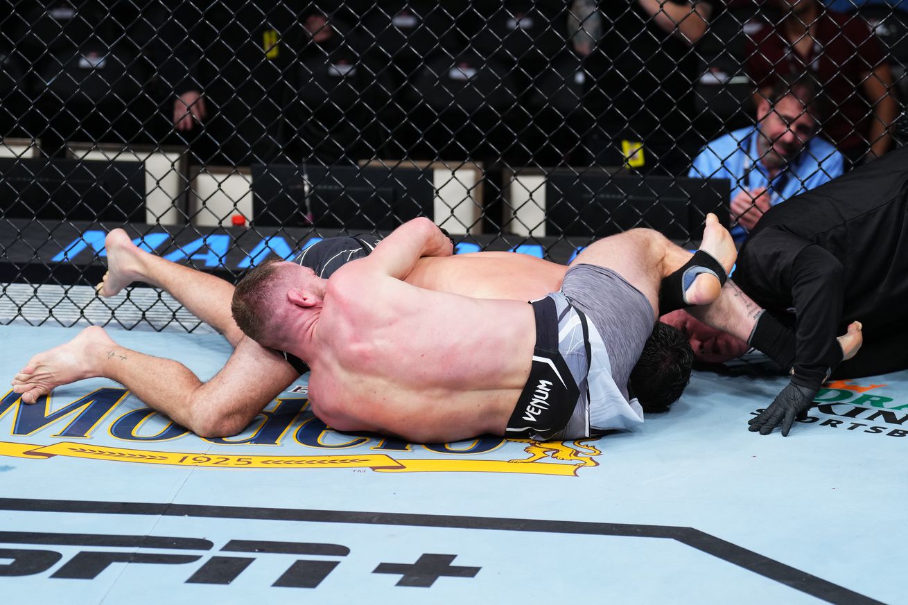 Davey Grant landed the fourth inverted triangle submission in UFC history against Raphael Assuncao at UFC Vegas 71