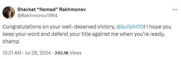 Shavkat Rakhmonov demands title shot against Belal Muhammad: "Keep your word" 3 Shavkat