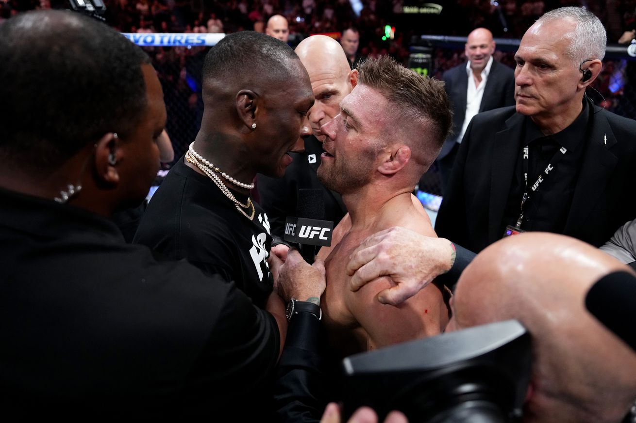 Israel Adesanya and Dricus du Plessis at UFC 305