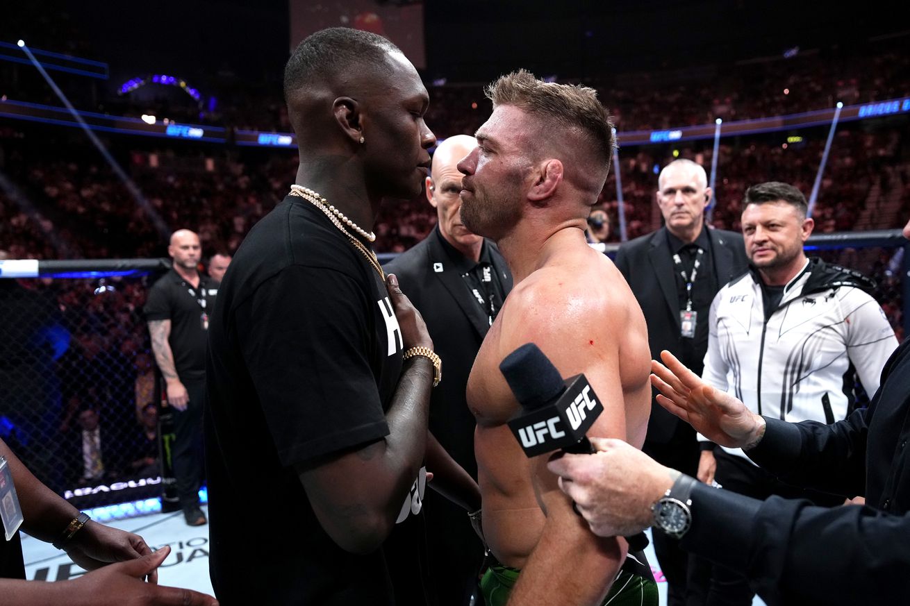 Israel Adesanya and Dricus du Plessis at UFC 305