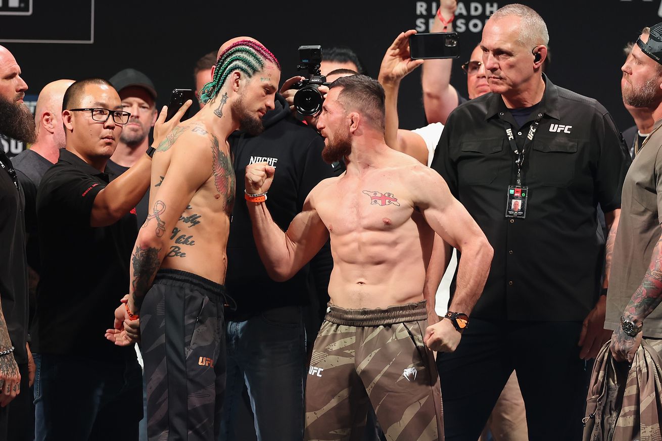 Sean O’Malley and Merab Dvalishvili at UFC 306